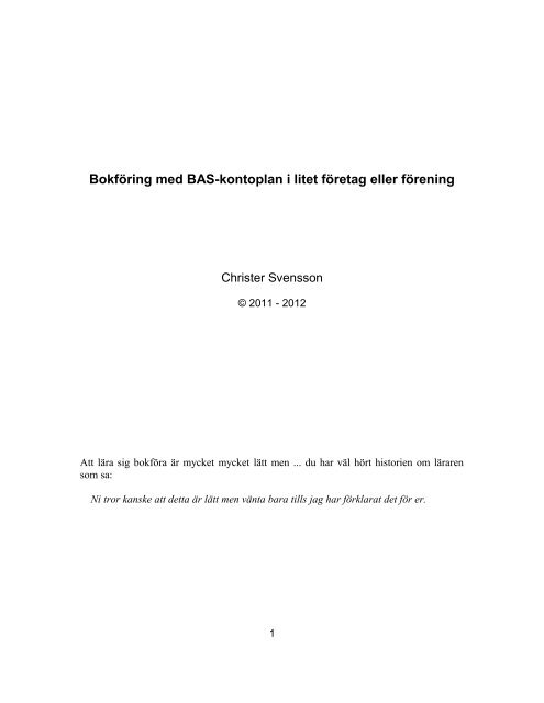 Bokforing Med Bas Kontoplan I Litet Foretag Eller Forening Bokis