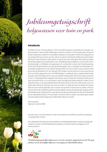 Jubileumgetuigschrift bolgewassen voor tuin en park KAVB 1860 ...