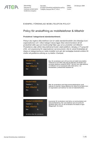 Policy för anskaffning av mobiltelefoner & tillbehör - Atea