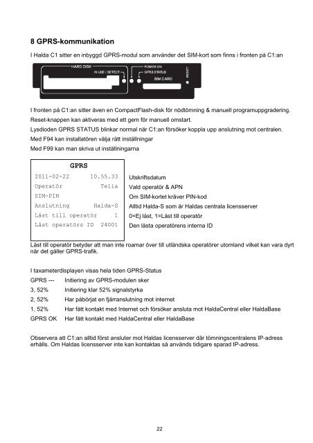 Halda M1 – MID med C1 Förarhandbok