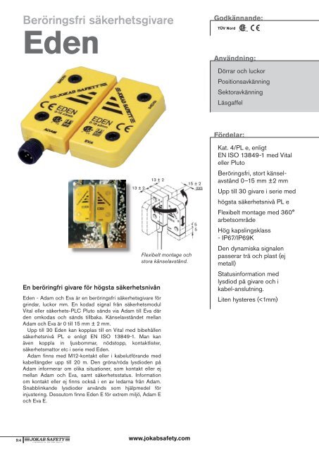 Beröringsfri säkerhetsgivare - Jokab Safety