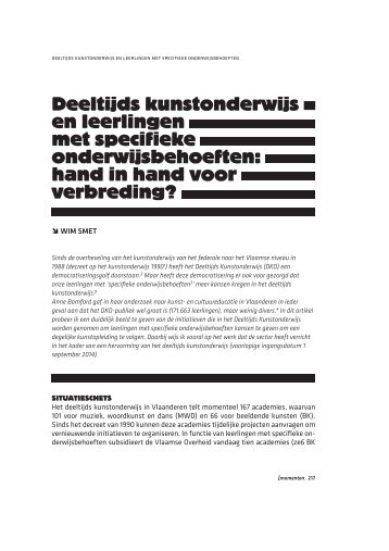 Deeltijds kunstonderwijs en leerlingen met specifieke ... - Demos