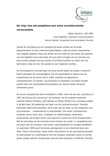 geschiedenis van de nanoelektronica - Imec