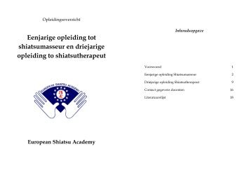 Eenjarige opleiding tot shiatsumasseur en driejarige opleiding to ...