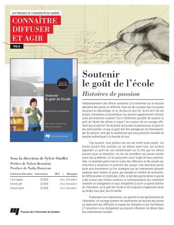 Soutenir le goût de l'école - Presses de l'Université du Québec