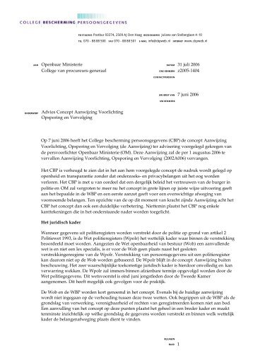 Advies Concept Aanwijzing Voorlichting Opsporing en Vervolging