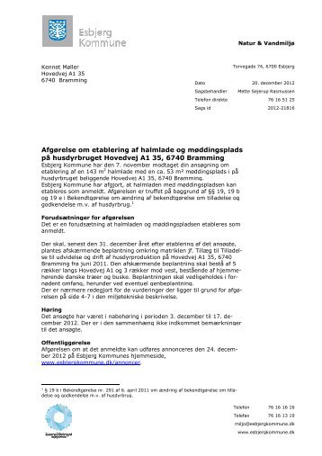 Afgørelsen hentes her som PDF - Esbjerg Kommune