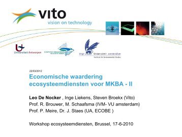 Economische waardering ecosysteemdiensten voor MKBA - Vito