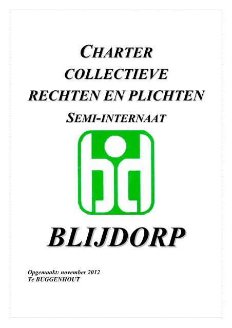 CHARTER COLLECTIEVE RECHTEN EN PLICHTEN - Blijdorp