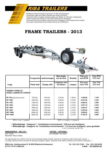 Download Data & Prijzen in PDF(555Kb) - Riba Trailers