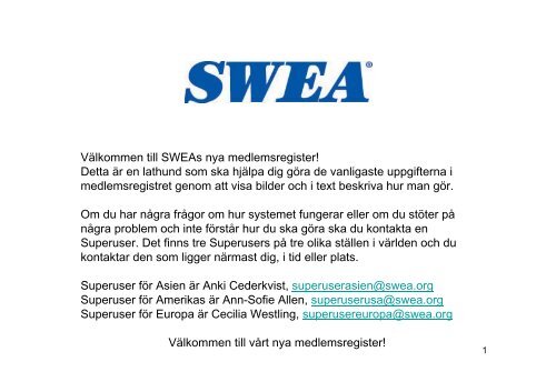 Lathund för de vanligaste uppgifterna - SWEA International