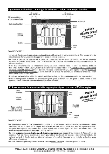 POSE DES CUVES EN POLYETHYLENE à ENTERRER, de 3 à 8 m3