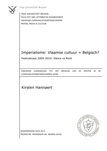 Imperialisme: Vlaamse cultuur = Belgisch? Kirsten Hannaert - Poppunt