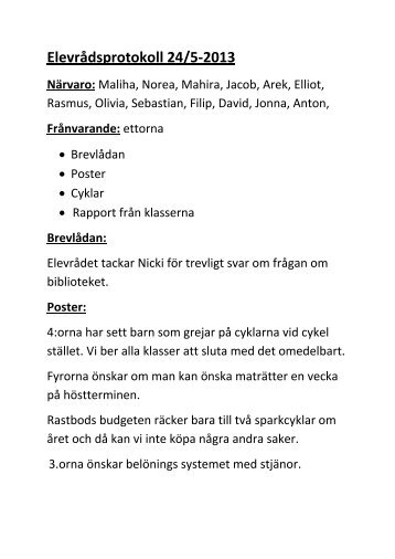 Elevrådsprotokoll 130524