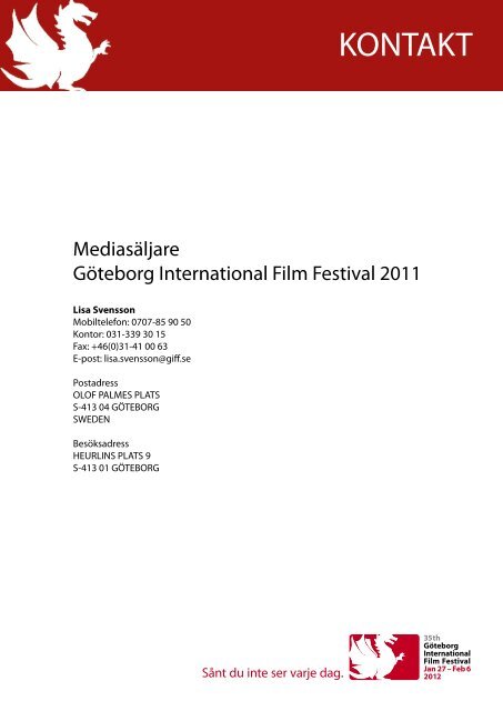 GÖTEBORG INTERNATIONAL FILM FESTIVAL MEDIAPLAN 2012