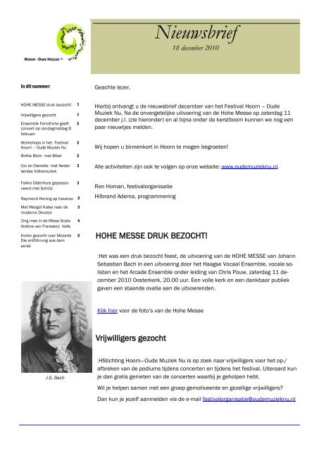 18 december 2010 - Stichting Hoorn - Oude Muziek nu