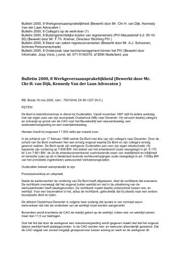 Bulletin 2000, 8 Werkgeversaansprakelijkheid ... - Stichting PIV