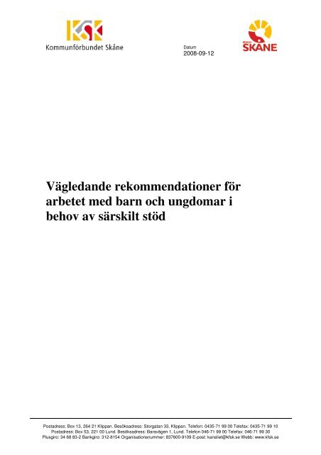 Vägledande rekommendationer för arbetet med barn och ungdomar ...