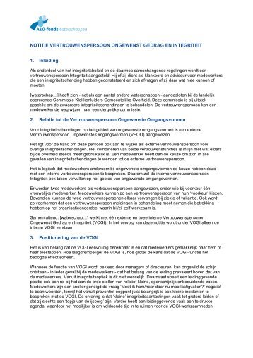 Handreiking vertrouwenspersoon ongewenst gedrag en integriteit