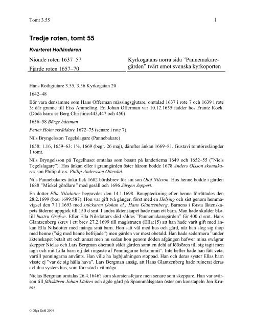 Rote 3, tomt 55 - Göteborgs tomtägare 1637-1807