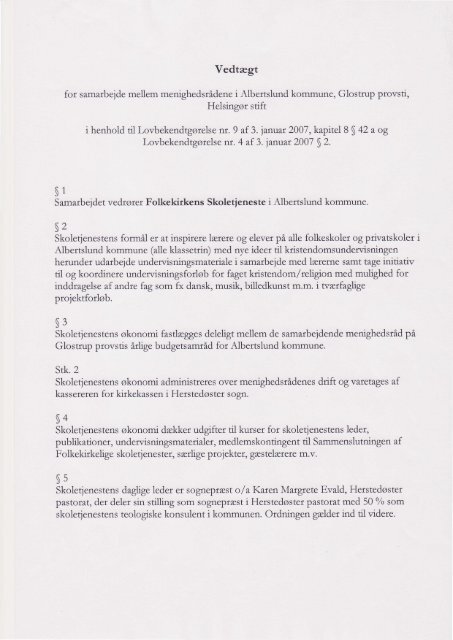 Se vedtægt (pdf) - Kirkeministeriet