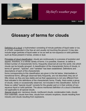 Glossary of terms for clouds - WeatherAnswer.com!