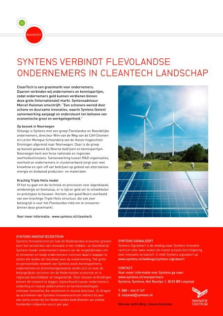 FLEVOLAND IS IDEALE PROEFTUIN - Syntens