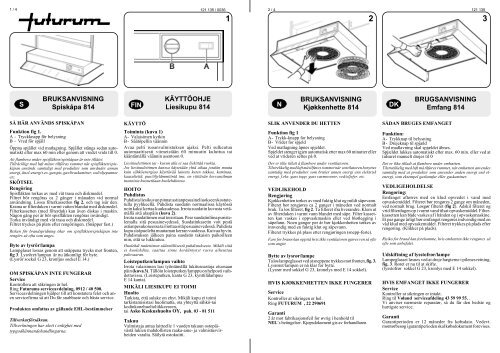 S BRUKSANVISNING Spiskåpa 814 KÄYTTÖOHJE ... - Cylinda
