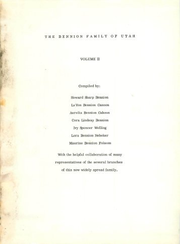 Bennion Family of Utah volume 2 - Bennion Family Association