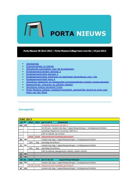 Jaaragenda - Porta Mosana College