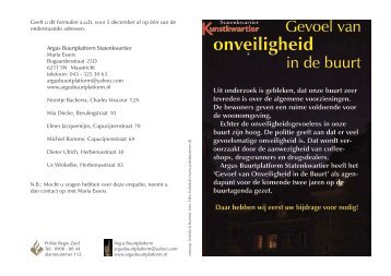 'Gevoel van Onveiligheid in de Buurt' als agen - Argus Buurtplatform