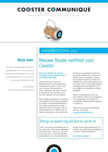 Nieuwsbrief eindejaars editie 2010 - Cooster coaching accountants ...