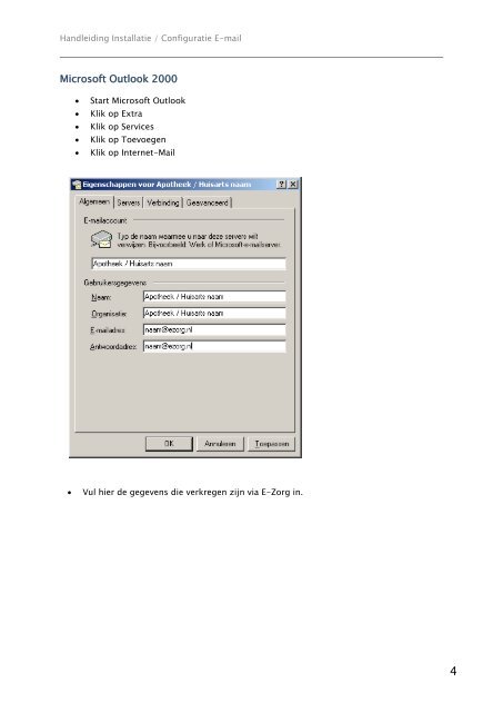 Handleiding Installatie / Configuratie E-mail - E-Zorg