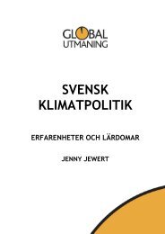 Svensk klimatpolitik – erfarenheter och lärdomar - Global Utmaning