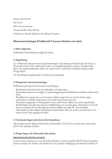 Protokoll föräldraråd 130109.pdf - Sollentuna kommun