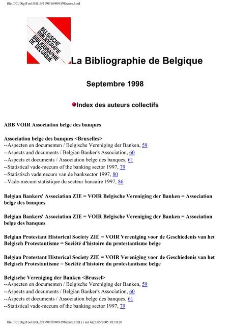 La Bibliographie de Belgique - Koninklijke Bibliotheek van België