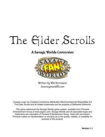 The Elder Scrolls for Savage Worlds v1.1 - The Journeyman GM