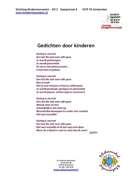 Betere Gedichten door kinderen - Kindermonument ED-34