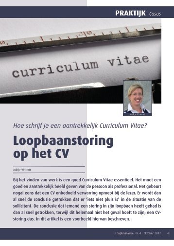 Loopbaanstoring op het CV - Aaltje Vincent