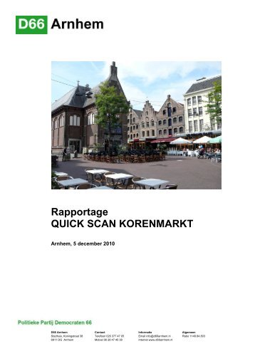 Rapportage quick scan Korenmarkt - D66 Arnhem