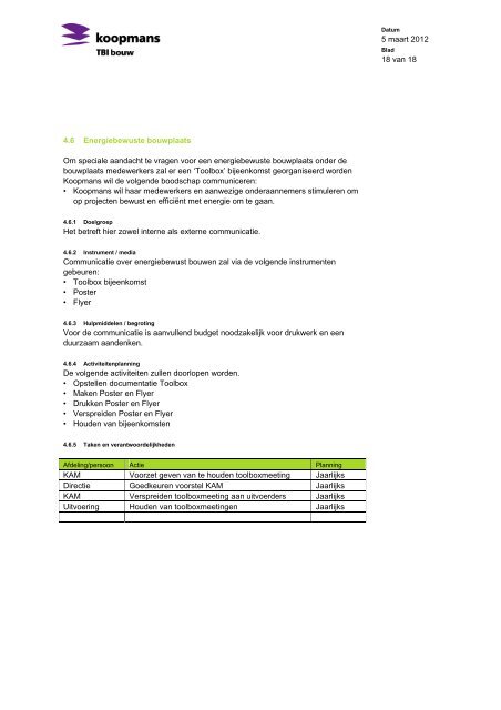 Communicatieplan - Koopmans