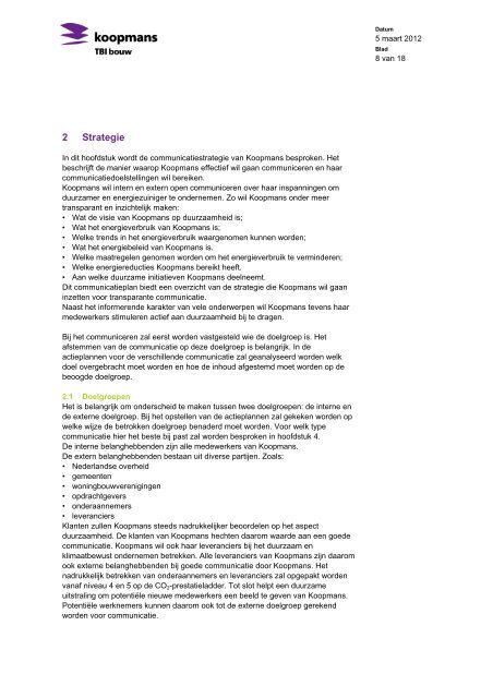 Communicatieplan - Koopmans