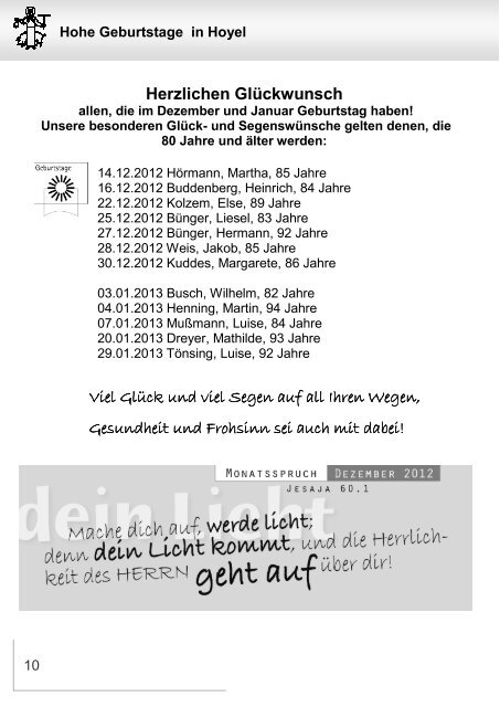 Dezember 2012 / Januar 2013 - Kirchengemeinde Melle ...