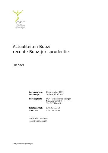 Actualiteiten Bopz - OSR Juridische Opleidingen