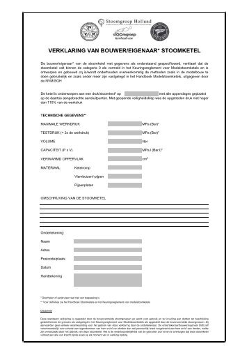 Overige documenten voor de keuring en gebruikers handleiding
