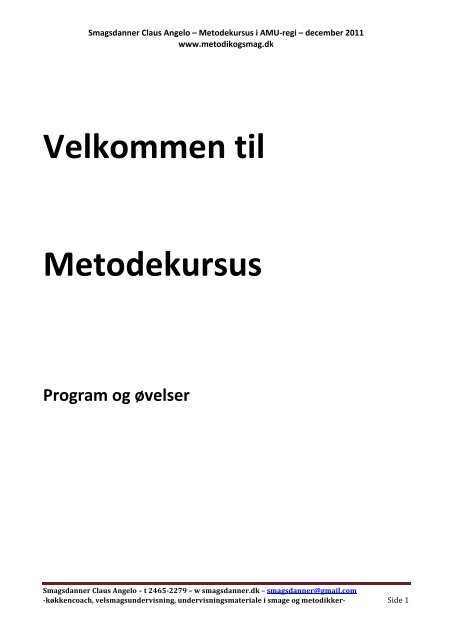 Velkommen til Metodekursus - Metodik og smag