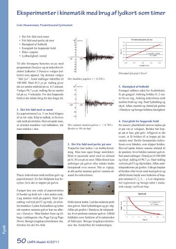 Eksperimenter i kinematik med brug af lydkort som timer - LMFK