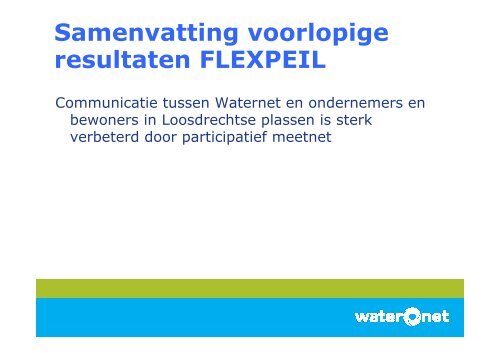 Flexibel peil - Waternet Innovatie