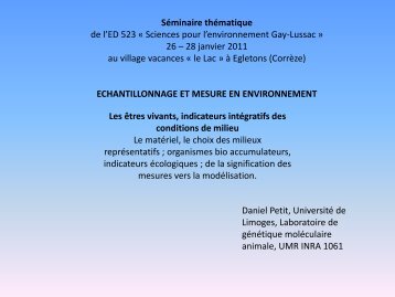 Echantillonner à l'échelle régionale - Ecole doctorale Gay Lussac ...