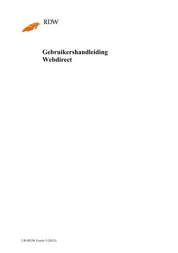 Handleiding webdirect 2013 pdf, 1968kb - Rdw